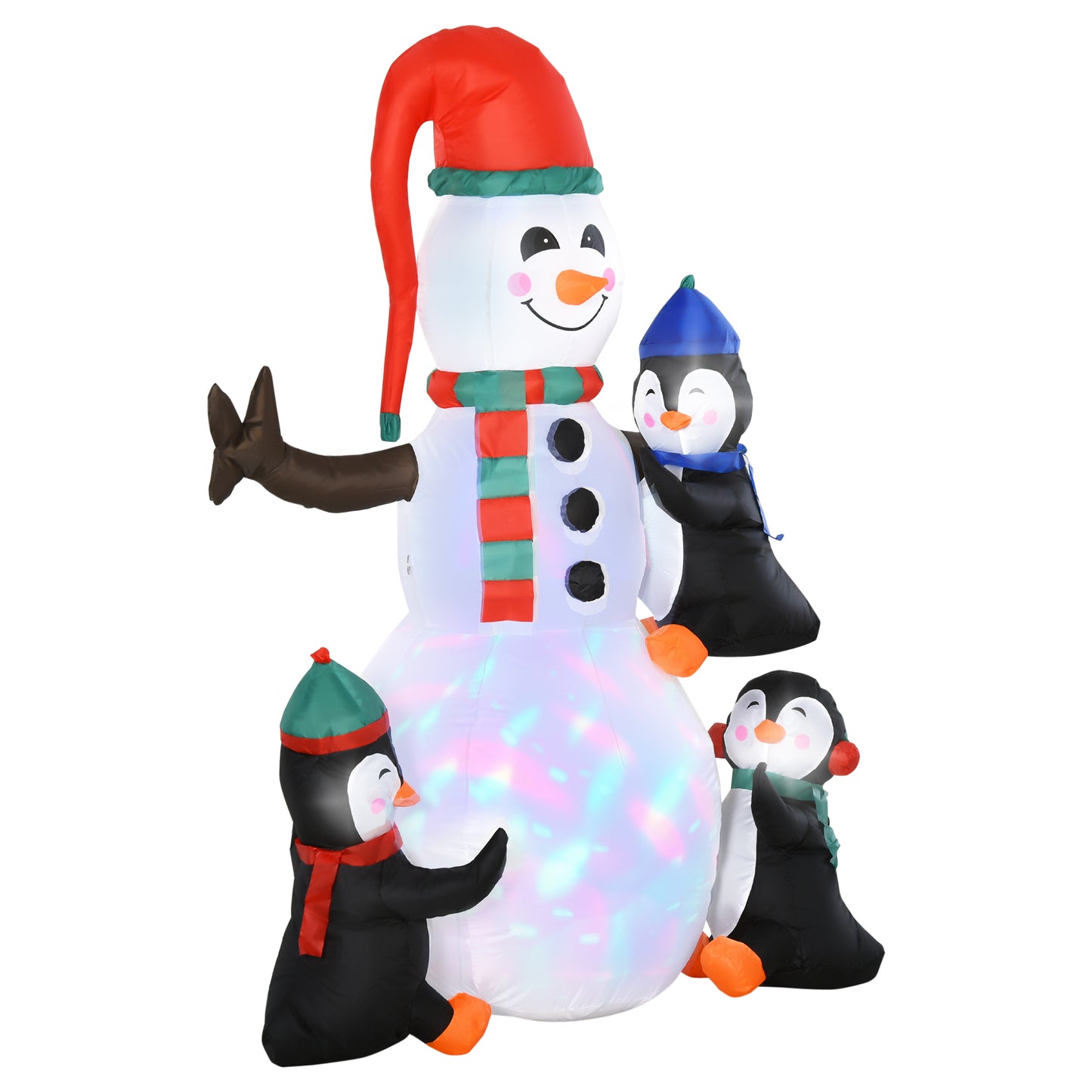 HOMCOM 6ft Inflatable Christmas Snowman with Three Penguins LED Xmas DÃ©cor Holiday Outdoor Yard Decoration