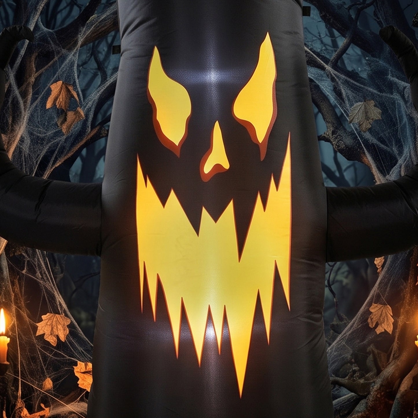 Outsunny 8 FT Halloween Inflatable Spooky Tree, Blow Up Decoration with Ghost and Pumpkin for Garden Indoor Outdoor Decor