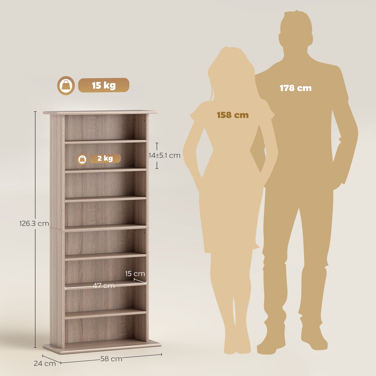 HOMCOM 360 CD Storage Unit - Natural Wood Finish