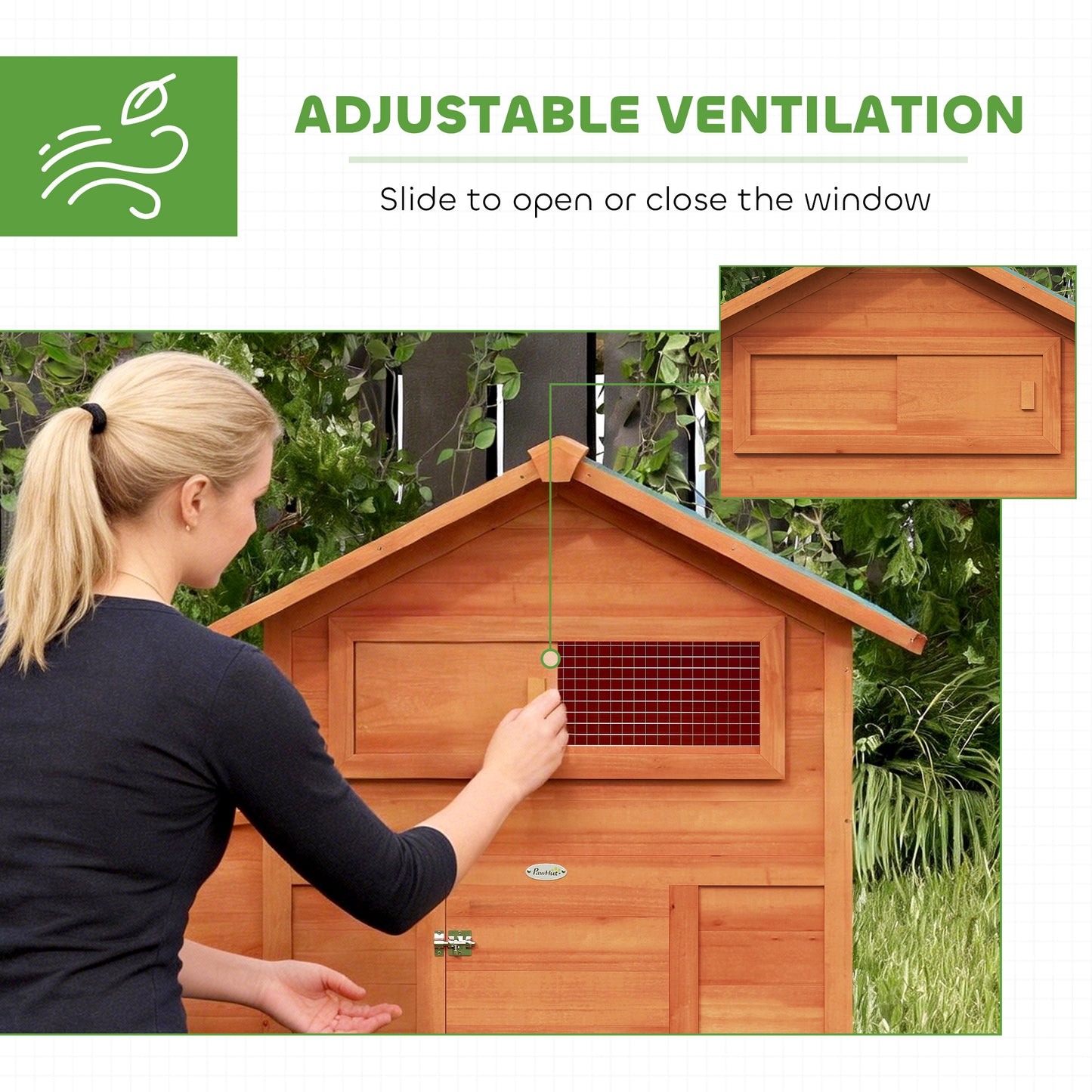 PawHut Chicken Coop, Wooden Hen House with Nesting Box, Pull-Out Tray, Waterproof Roof, Wooden Nature