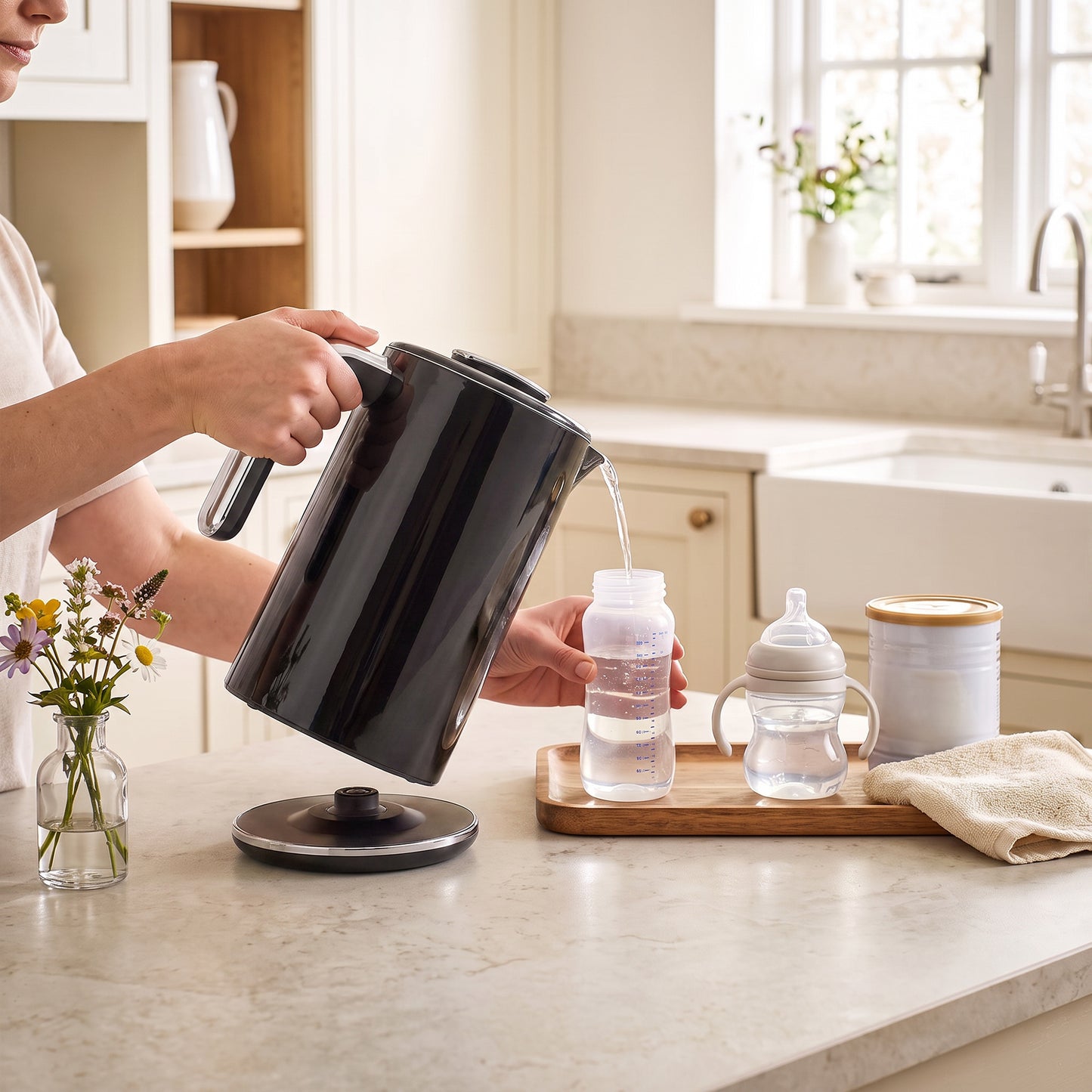 HOMCOM Electric Kettle, 1.7L Fast Boil 3000W Water Kettle with LED Display, Adjustable Temperature, Keep Warm Function, Black