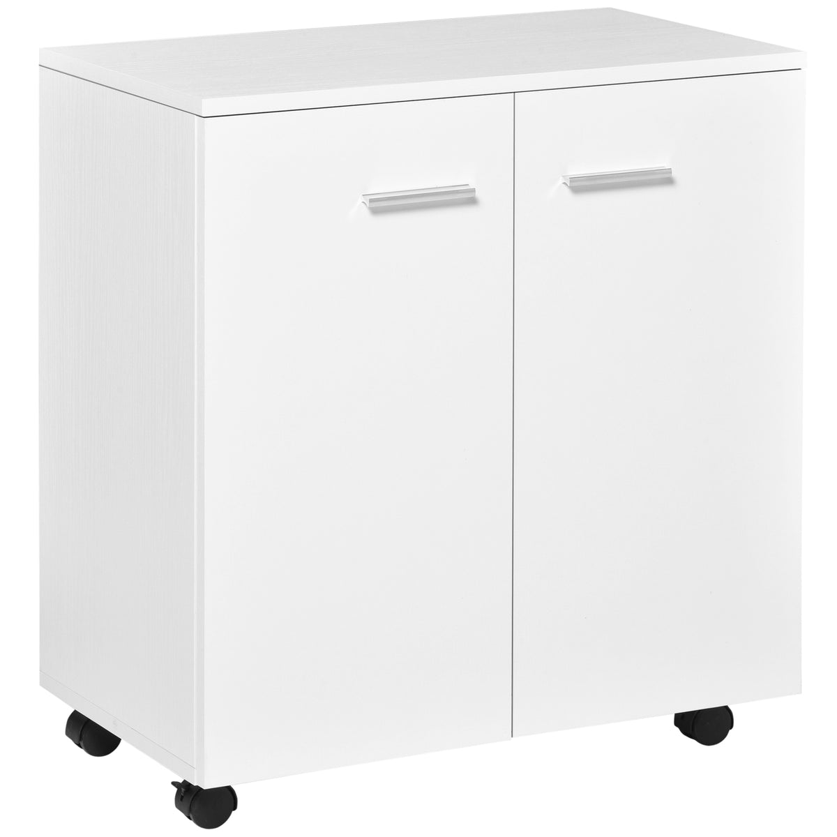 HOMCOM Mobile Sideboard Cabinet, Sideboard Storage Cabinet with 2 Doors and Internal Shelf for Office, 60 x 35 x 65 cm, White Default Title