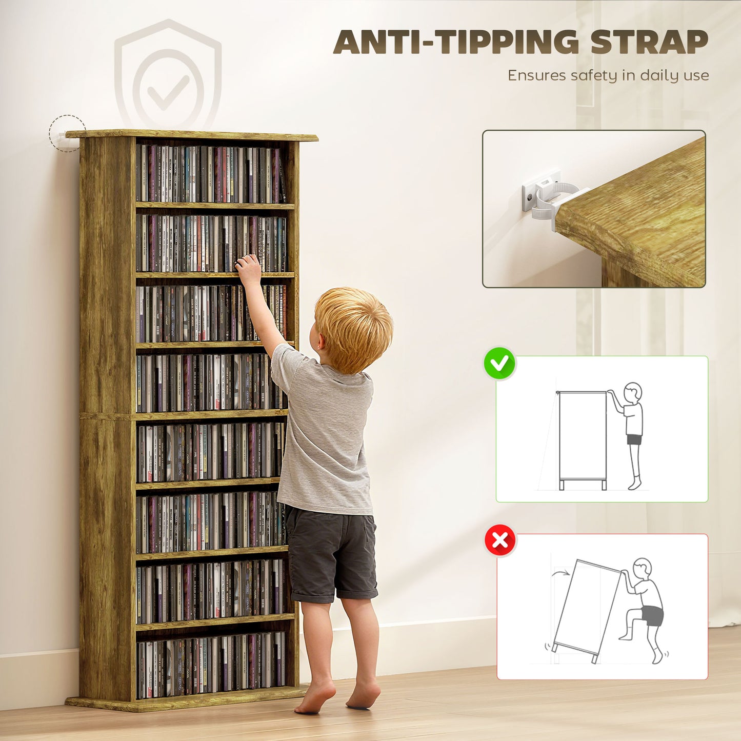 HOMCOM 360 CD Storage Unit - Rustic Brown