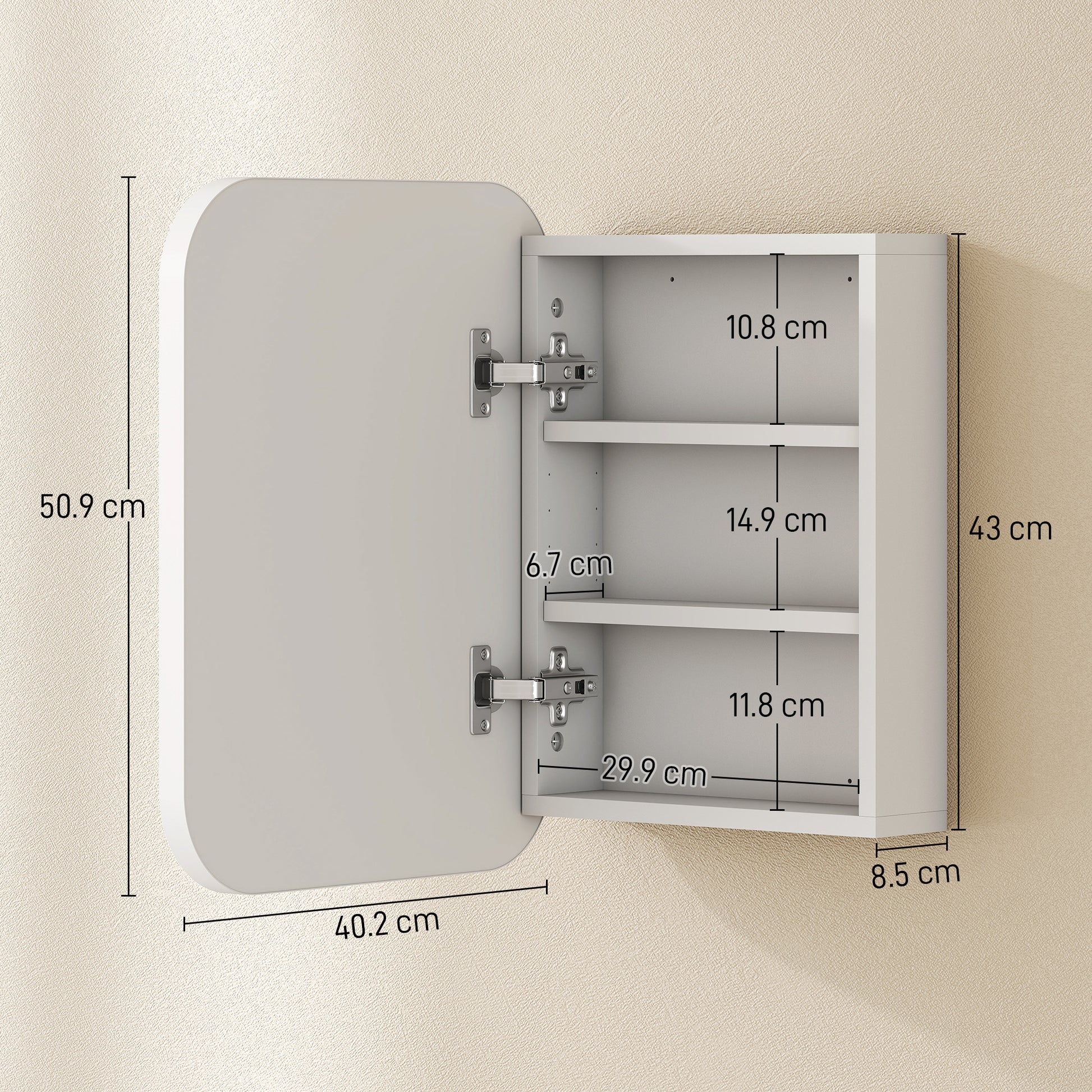 HOMCOM Bathroom Medicine Cabinet with Mirror, Bathroom Wall Cabinet with Adjustable Shelves, Soft Close Hinges, White
