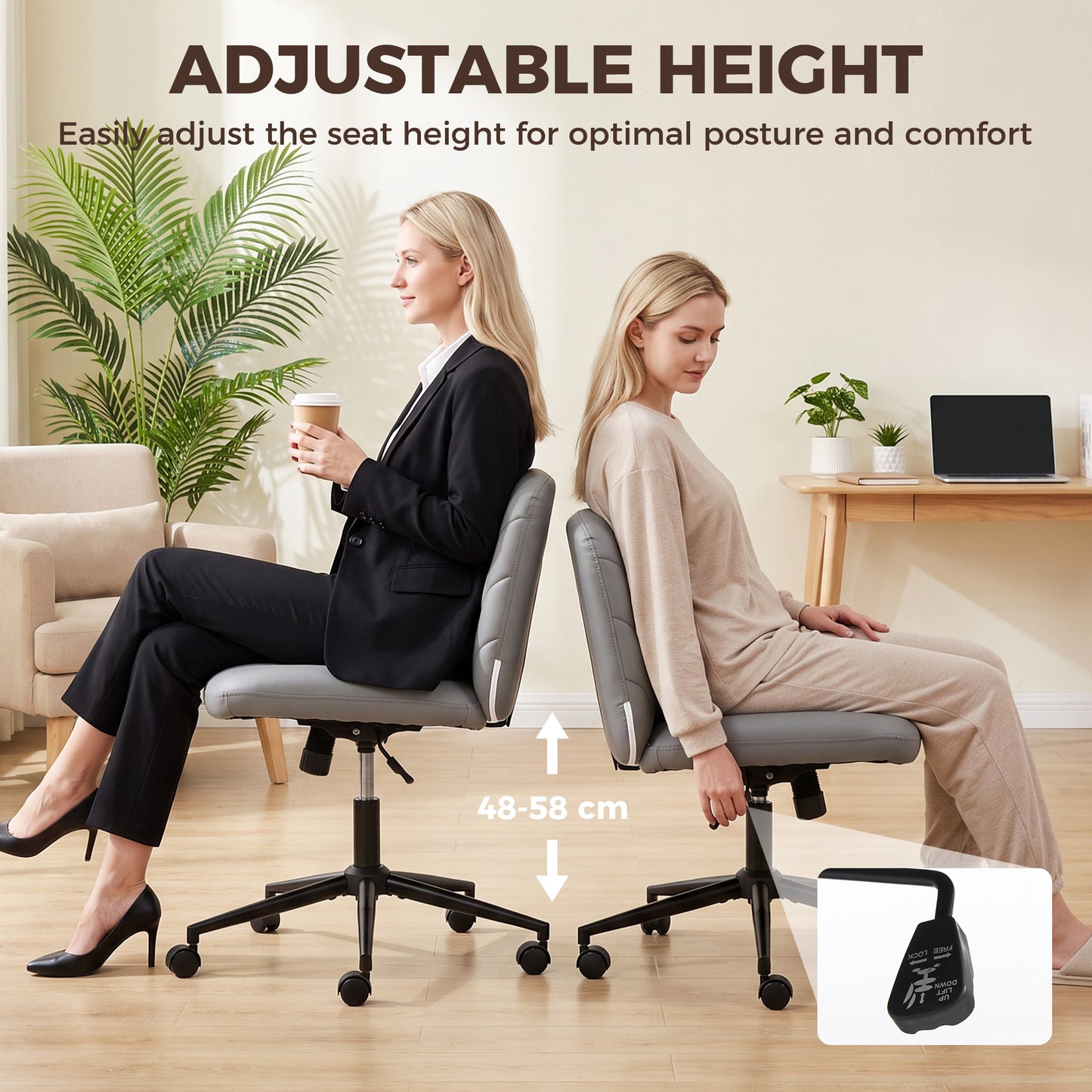 HOMCOM extra nail tech rolling retro fabric cute teenager arms hairdresser on chairs desks spinny comfortable beauty