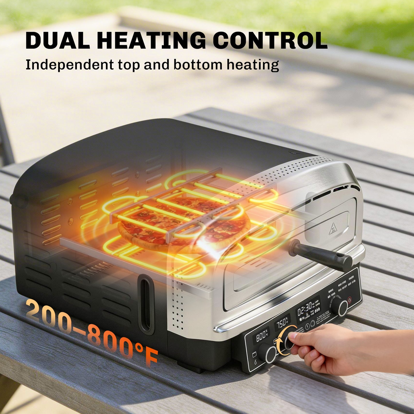 Outsunny Outdoor Pizza Oven Dual Heat Control 6 Presets Electric Pizza Maker with 37 cm Stone and Peel