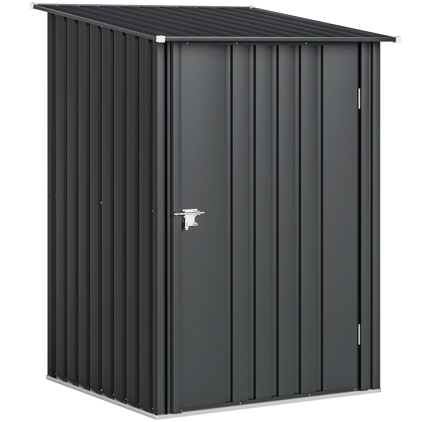 Outsunny 3.3 x 3.4ft Lean To Steel Garden Shed, with Locking Door - Dark Grey