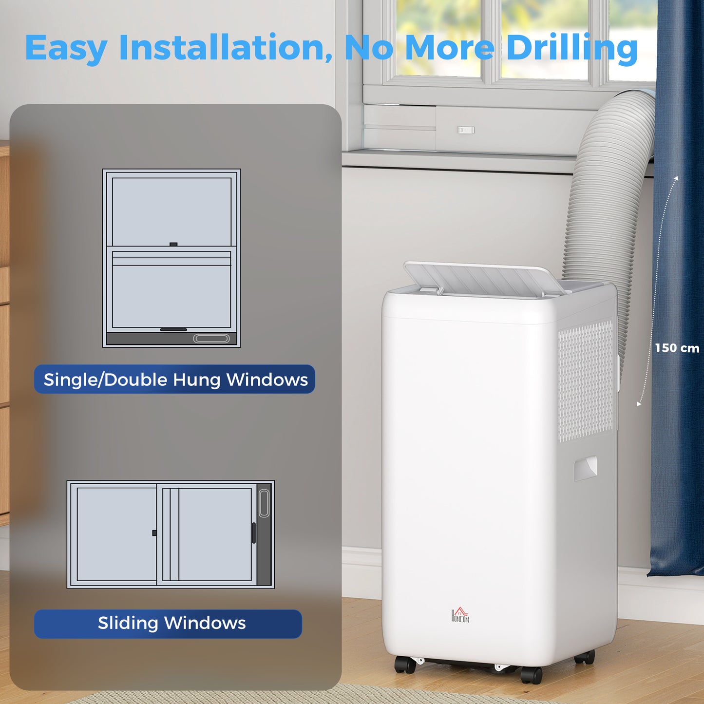 HOMCOM 12,000 BTU 5-in-1 Mobile Air Conditioner, 35mÂ² Radius - White