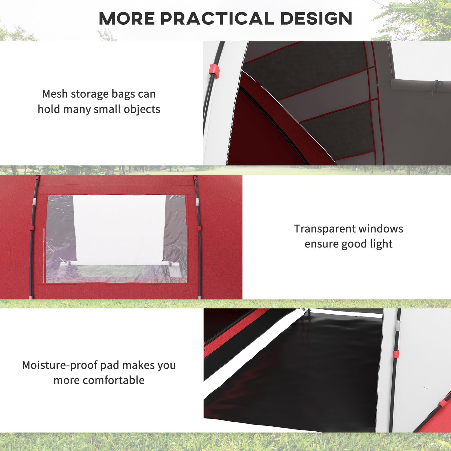 Outsunny 4 Man UV Protection Camping Tent - Grey and Red