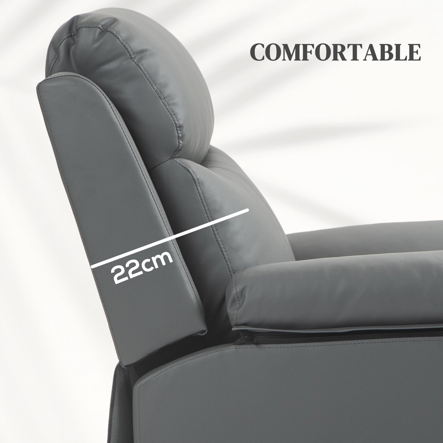 HOMCOM Faux Leather 70° Electric Riser Recliner Chair, Charcoal Grey