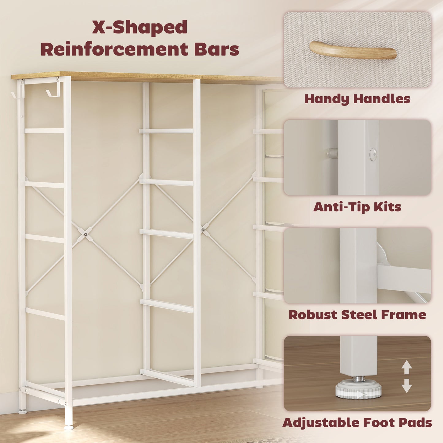 HOMCOM Chest of Ten Fabric Drawers - Beige