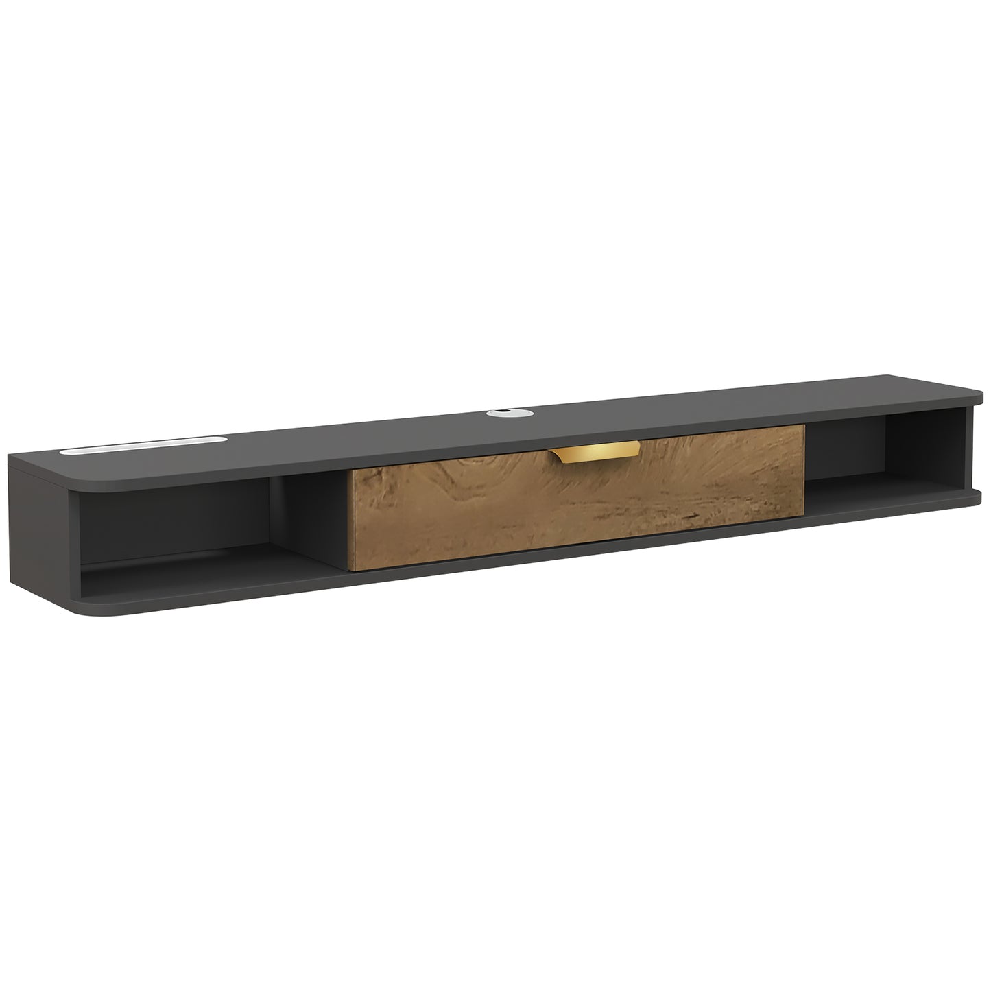 HOMCOM 140 cm Floating TV Stand with Storage - Charcoal Grey Default Title