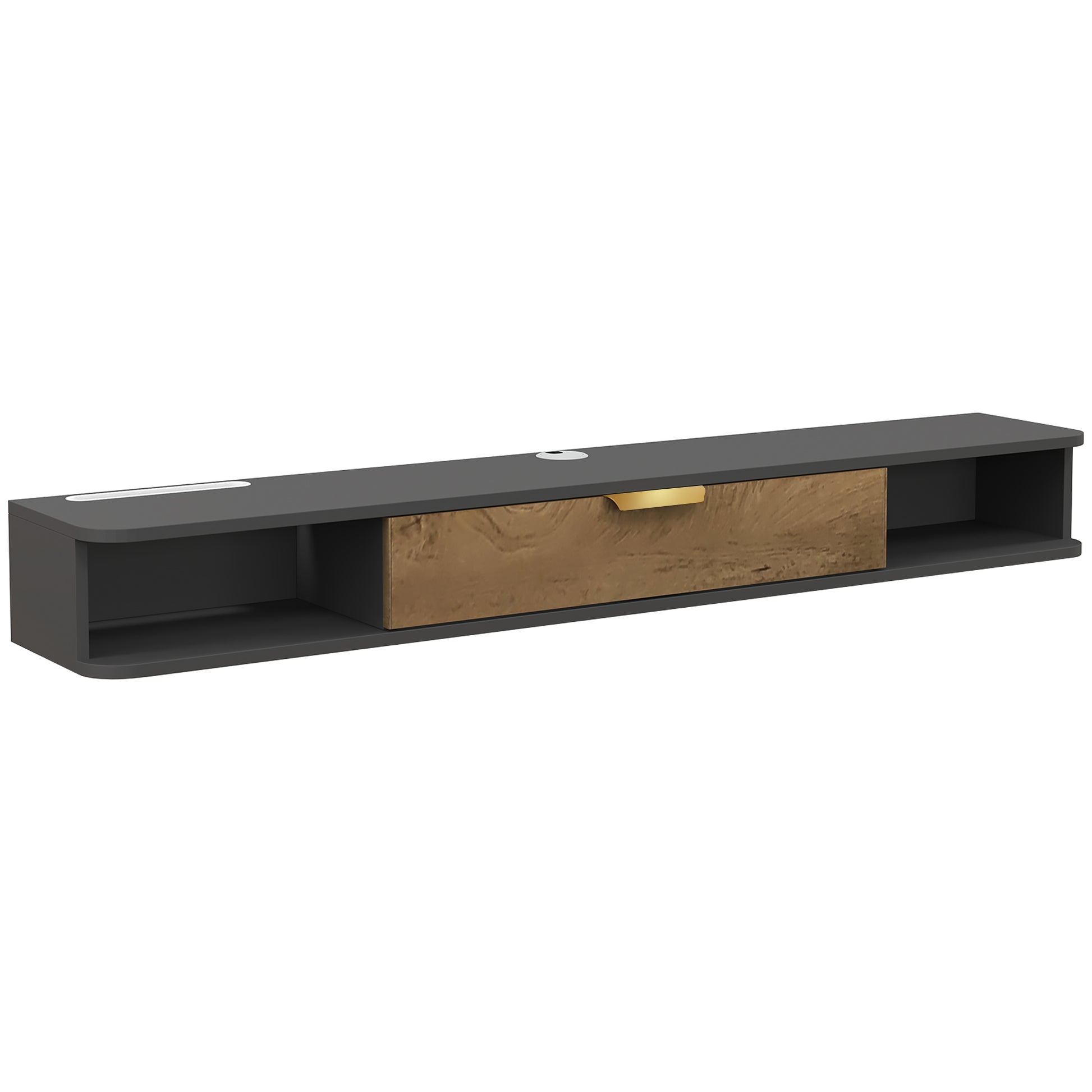 HOMCOM 140 cm Floating TV Stand with Storage - Charcoal Grey Default Title