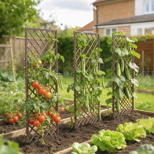 Outsunny Garden Trellis, Decorative Trellis Panels for Climbing Outdoor Plants, Natural Wood Finish