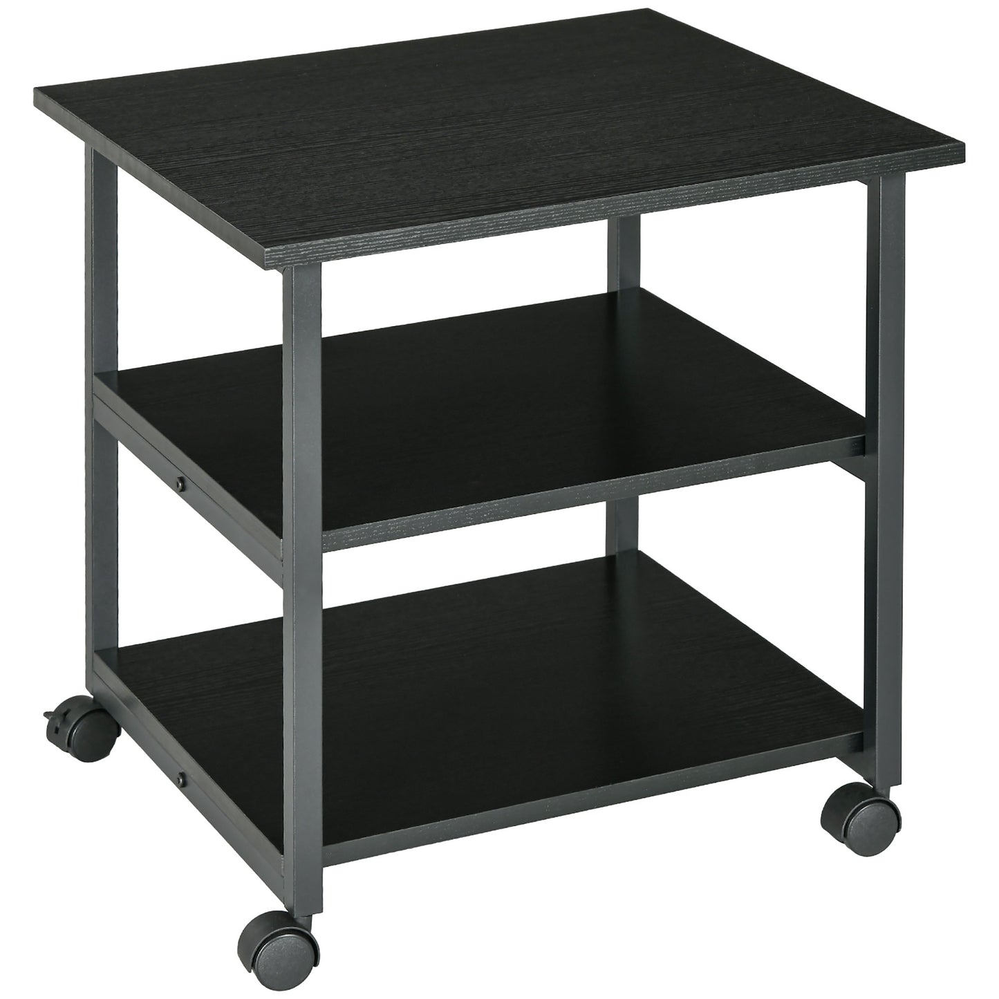 HOMCOM Three-Tier Steel Printer Stand, with Wheels - Black Default Title