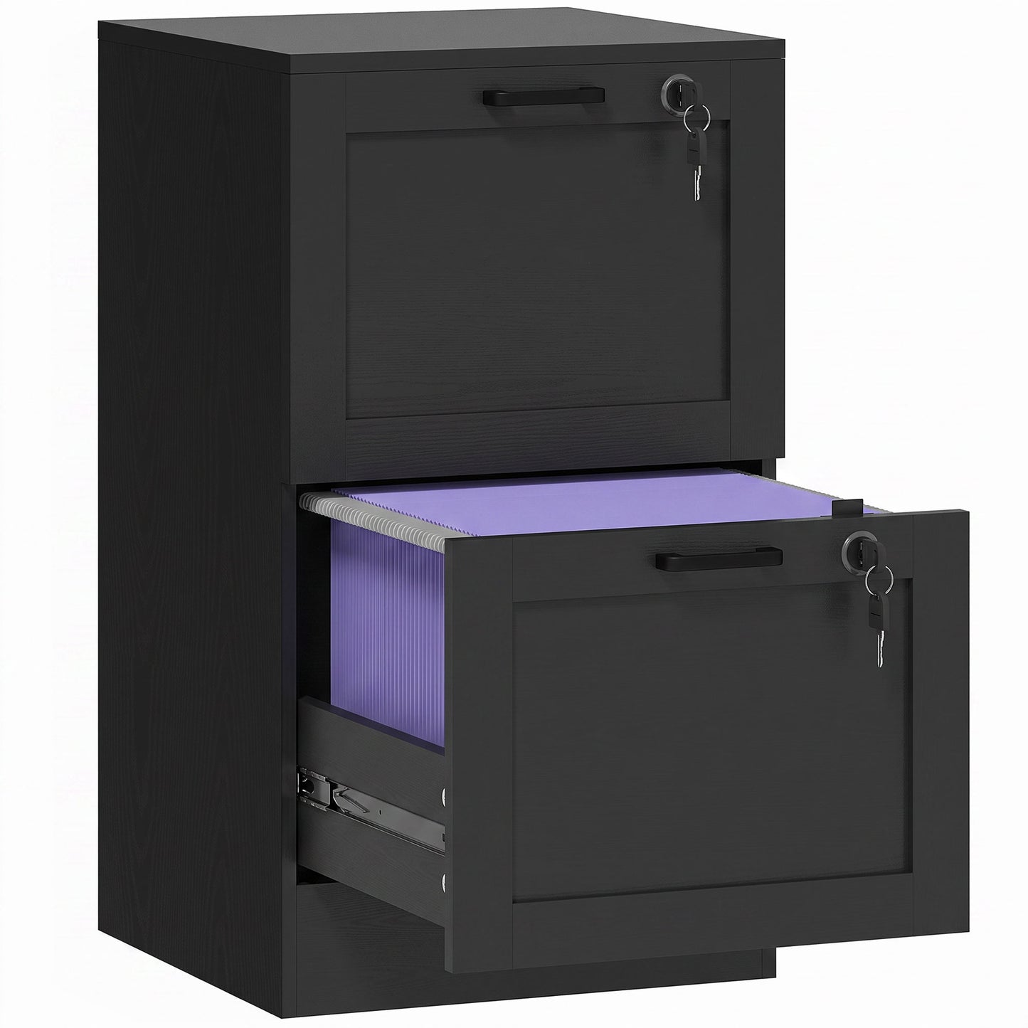 HOMCOM 2-Drawer Filing Cabinet with Lock - Black