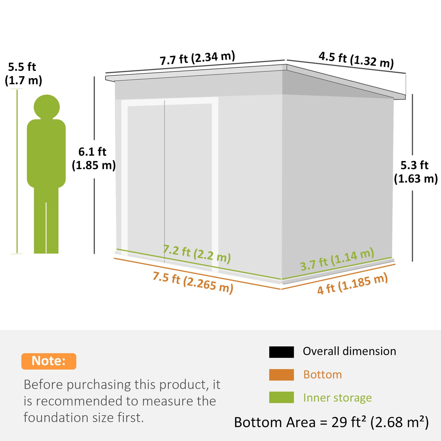 Outsunny 7.5 x 4.3ft Metal Garden Storage Shed, Waterproof Outdoor Shed with Triple Lockable Door, Gloves, Vents, Light Grey