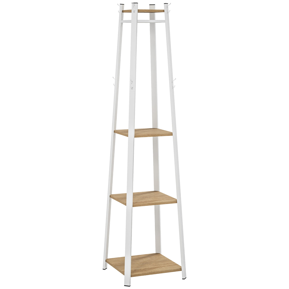 Liam Rack HOMCOM Compact Freestanding Coat Rack - White/Oak – LiamsBargains.co.uk