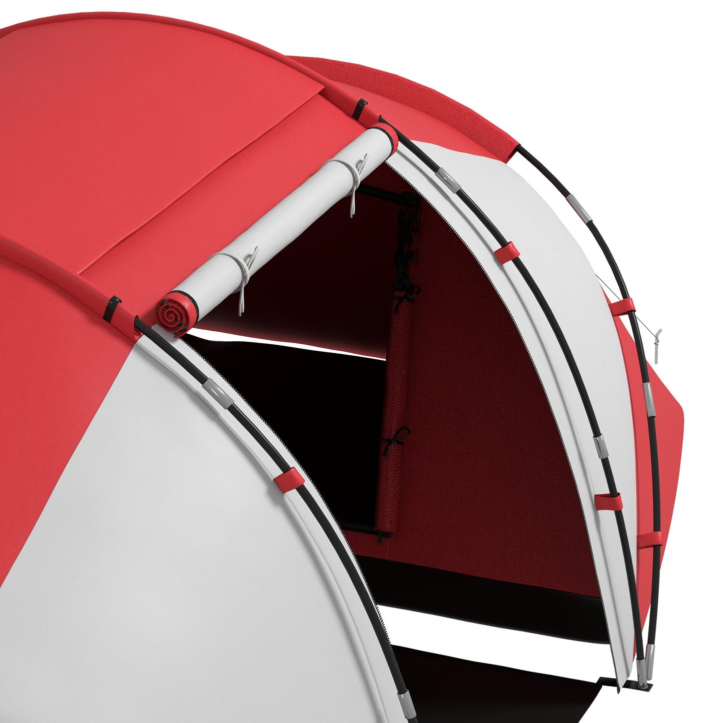 Outsunny 4 Man UV Protection Camping Tent - Grey and Red