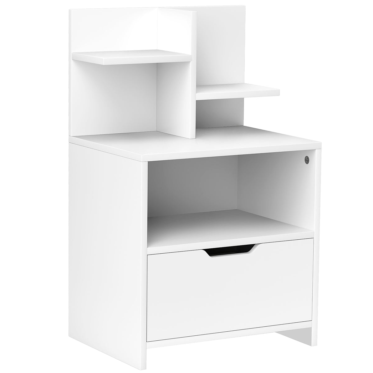 HOMCOM Modern Bedside Table, Nightstand with Drawer, Shelf, Bedside Cabinet for Bedroom, Living Room, White Default Title