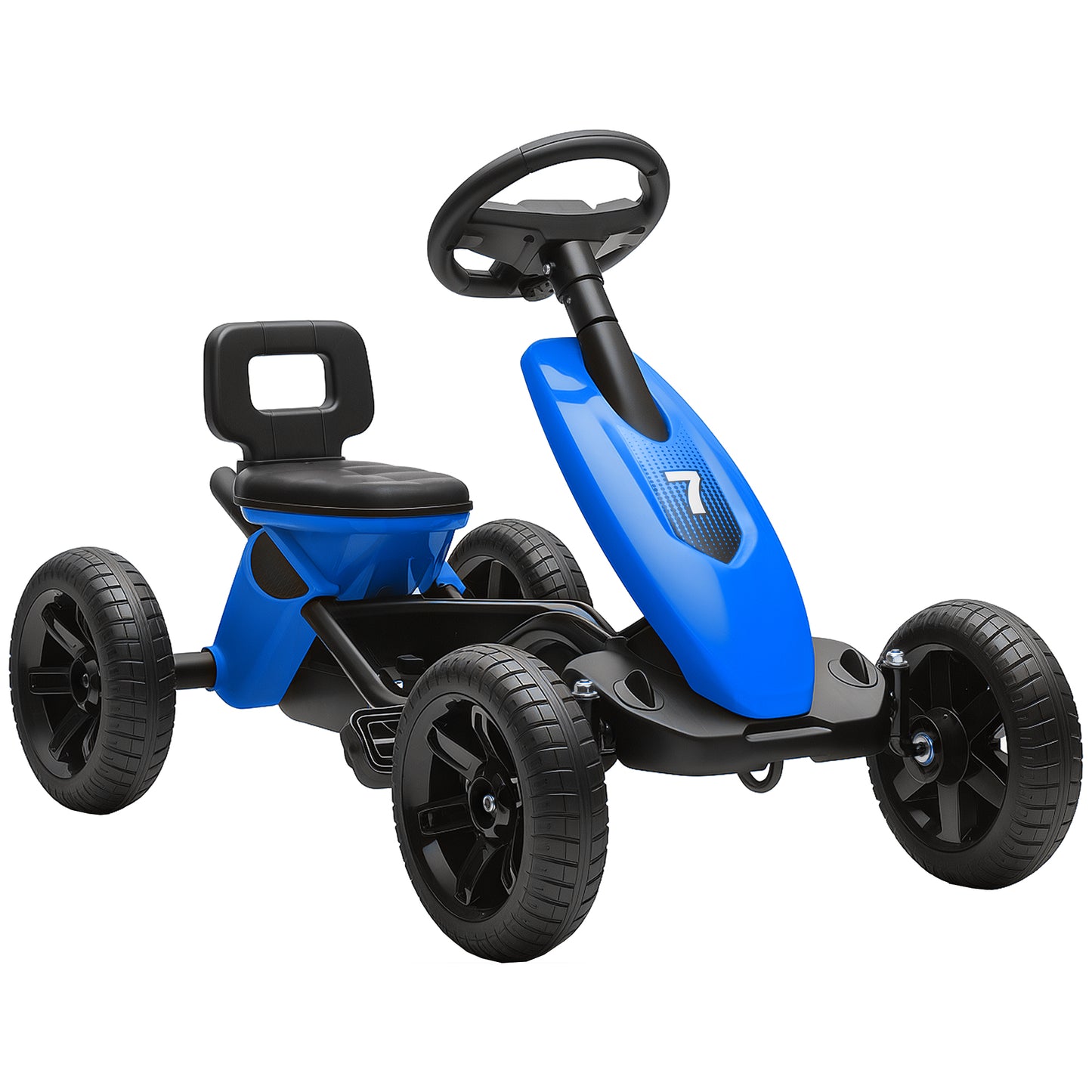 AIYAPLAY Pedal Go Kart for Kids 2-5 Years, with Silent EVA Wheels, Metal Frame, Blue Default Title