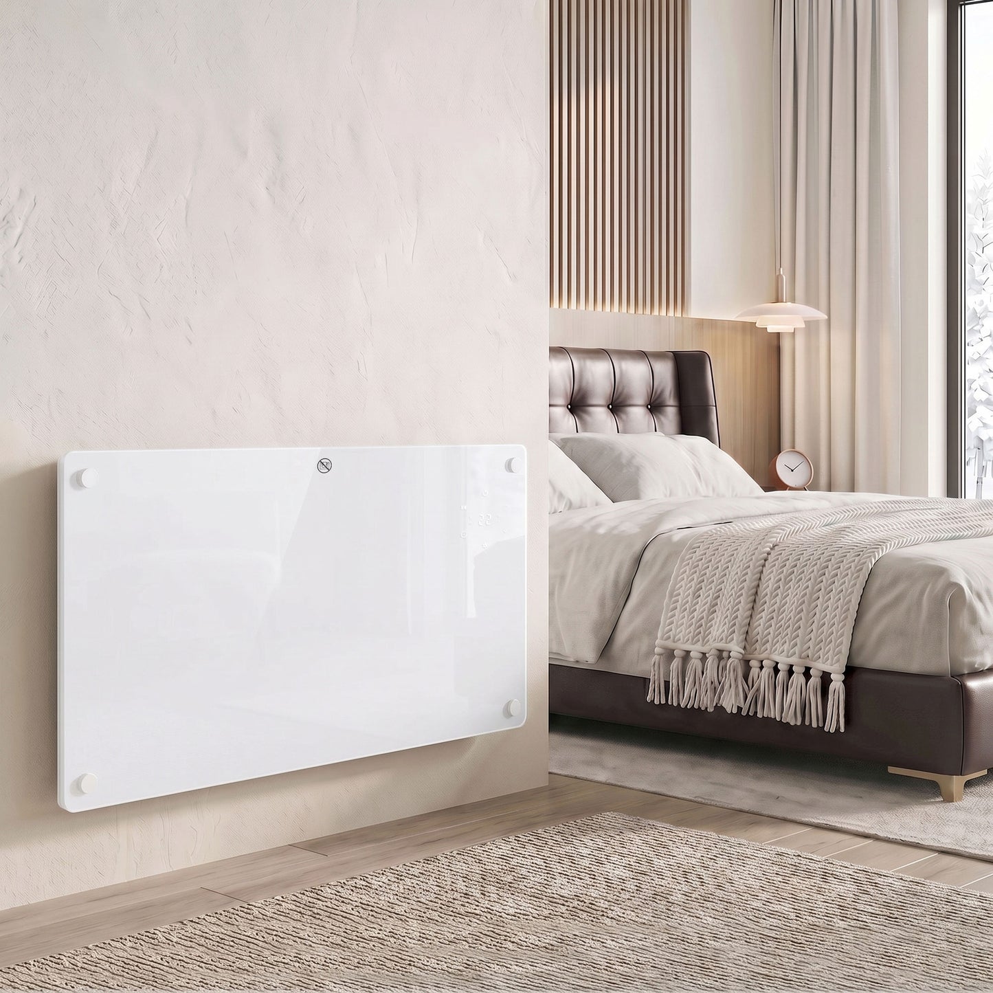 HOMCOM 1500W Smart Panel Heater Wall Mounted & Freestanding, Electric Heater with Weekly Timer, Open Window & Anti-Frost, White