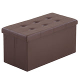 76*38*38cm Glossy Pull Point PVC MDF Foldable Storage Footstool Dark Brown