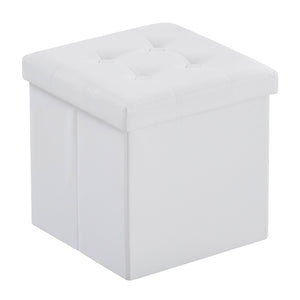 38*38*38cm Pull Point PVC MDF Foldable Storage Footstool White