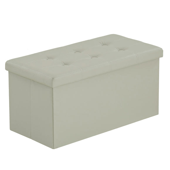 76*38*38cm Glossy Pull Point PVC MDF Foldable Storage Footstool Oak Gray