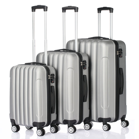 Set of 3 Multifunctional Large Capacity Traveling Storage Suitcase - Silver Gray