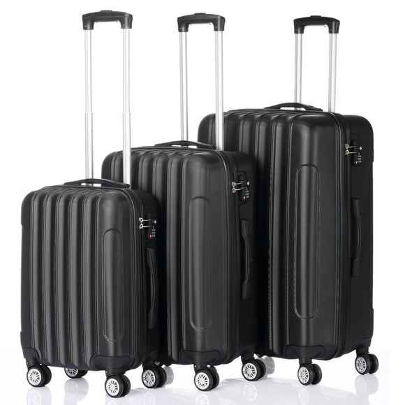 Set of 3 Multifunctional Large Capacity Traveling Storage Suitcase - Black