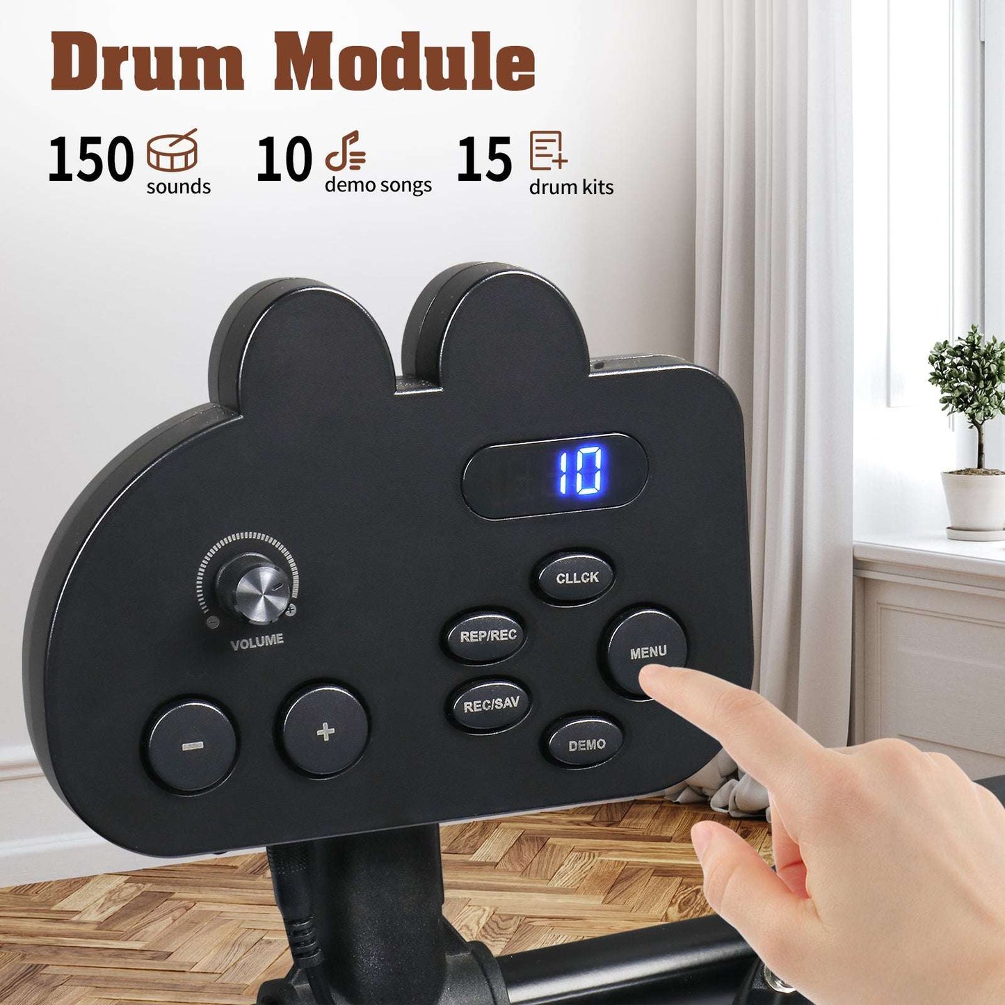 Glarry Electronic Drum Set for Beginner with 4 x 7in Drum Pads, 3x 10in Cymbals, 150 Sounds, Drum Module, Headphones, Drumsticks