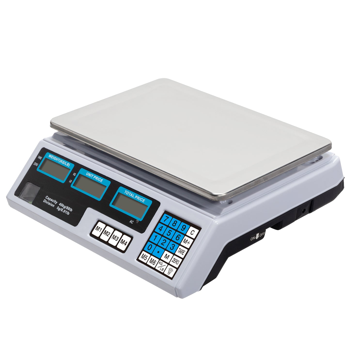 ACS-30 40kg/5g Digital Price Computing Scale for Vegetable UK Plug Silver & White