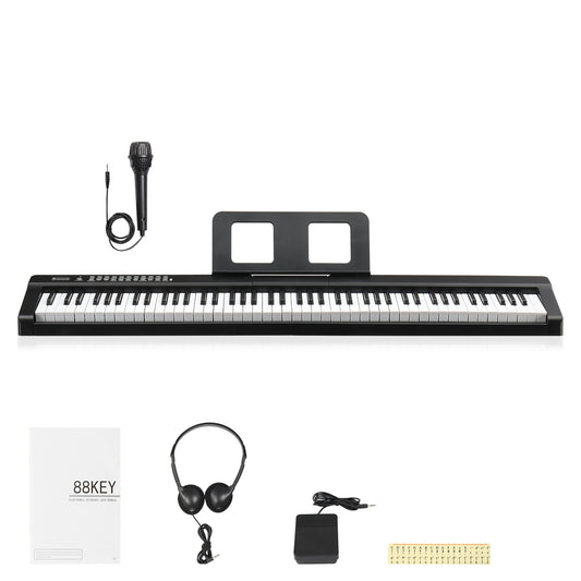 GPP-101 88 Key Full Size Semi-Weighted Standard Keyboards Digital Piano with MIDI Bluetooth, Headphone for Piano Lover Black color