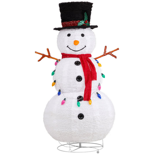 4ft 100LED 20 Lanterns Cashmere Fabric Retractable Snowman Garden Snowman Decoration