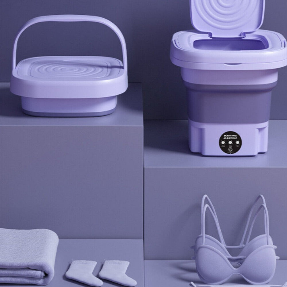 8L Portable Washing Machine Mini Washer Foldable Washer and Spin Dryer Travel UK Purple