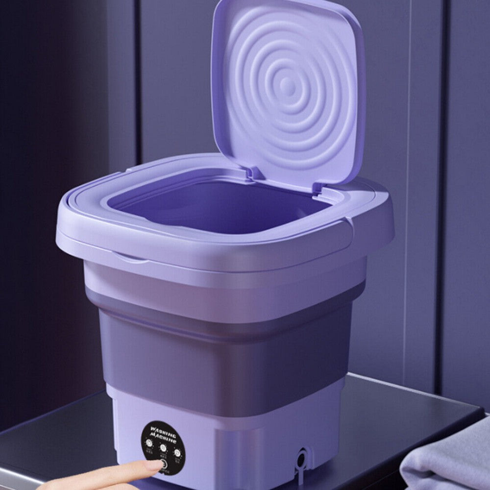 8L Portable Washing Machine Mini Washer Foldable Washer and Spin Dryer Travel UK Purple