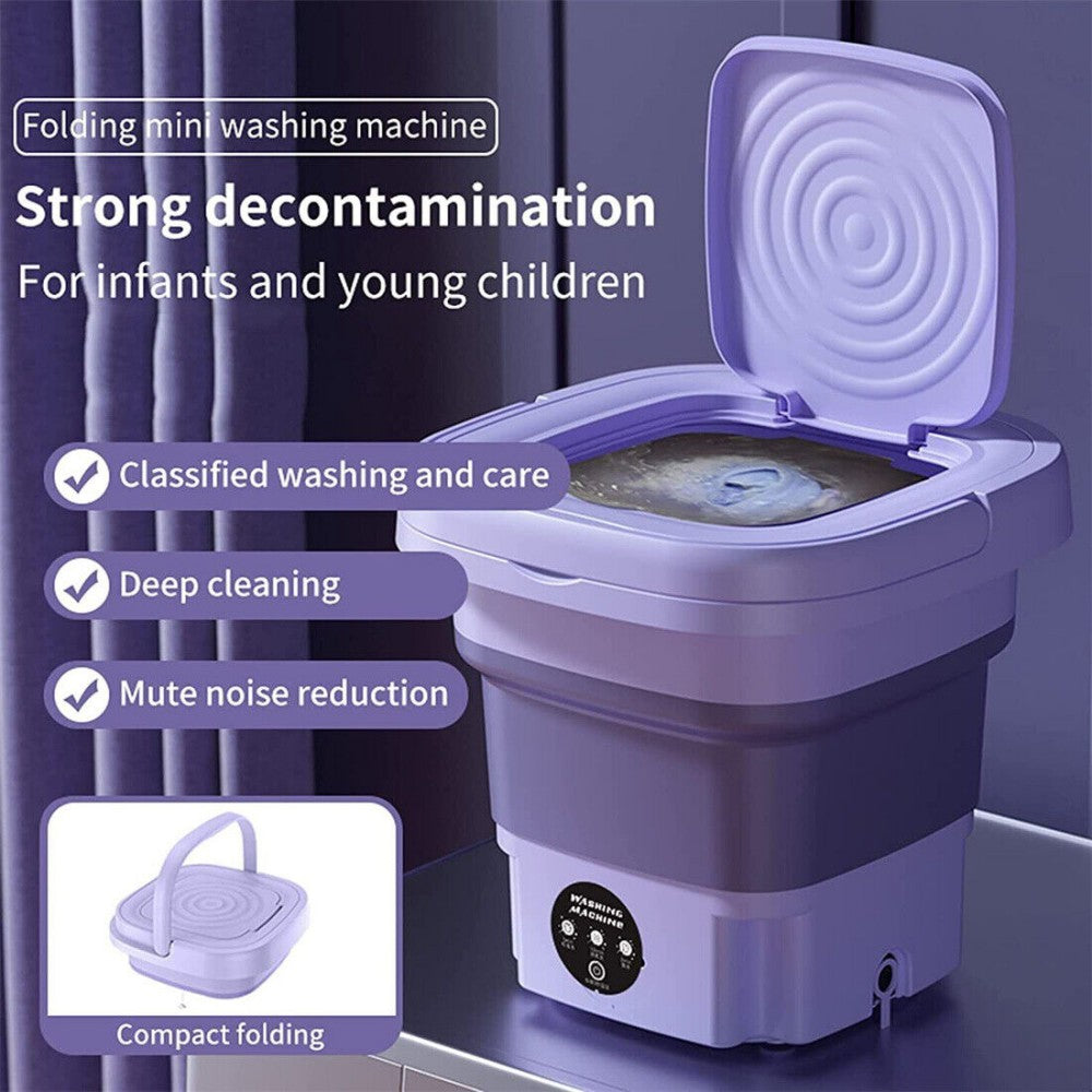 8L Portable Washing Machine Mini Washer Foldable Washer and Spin Dryer Travel UK Purple