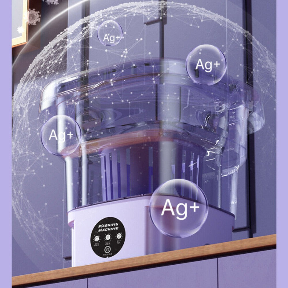 8L Portable Washing Machine Mini Washer Foldable Washer and Spin Dryer Travel UK Purple