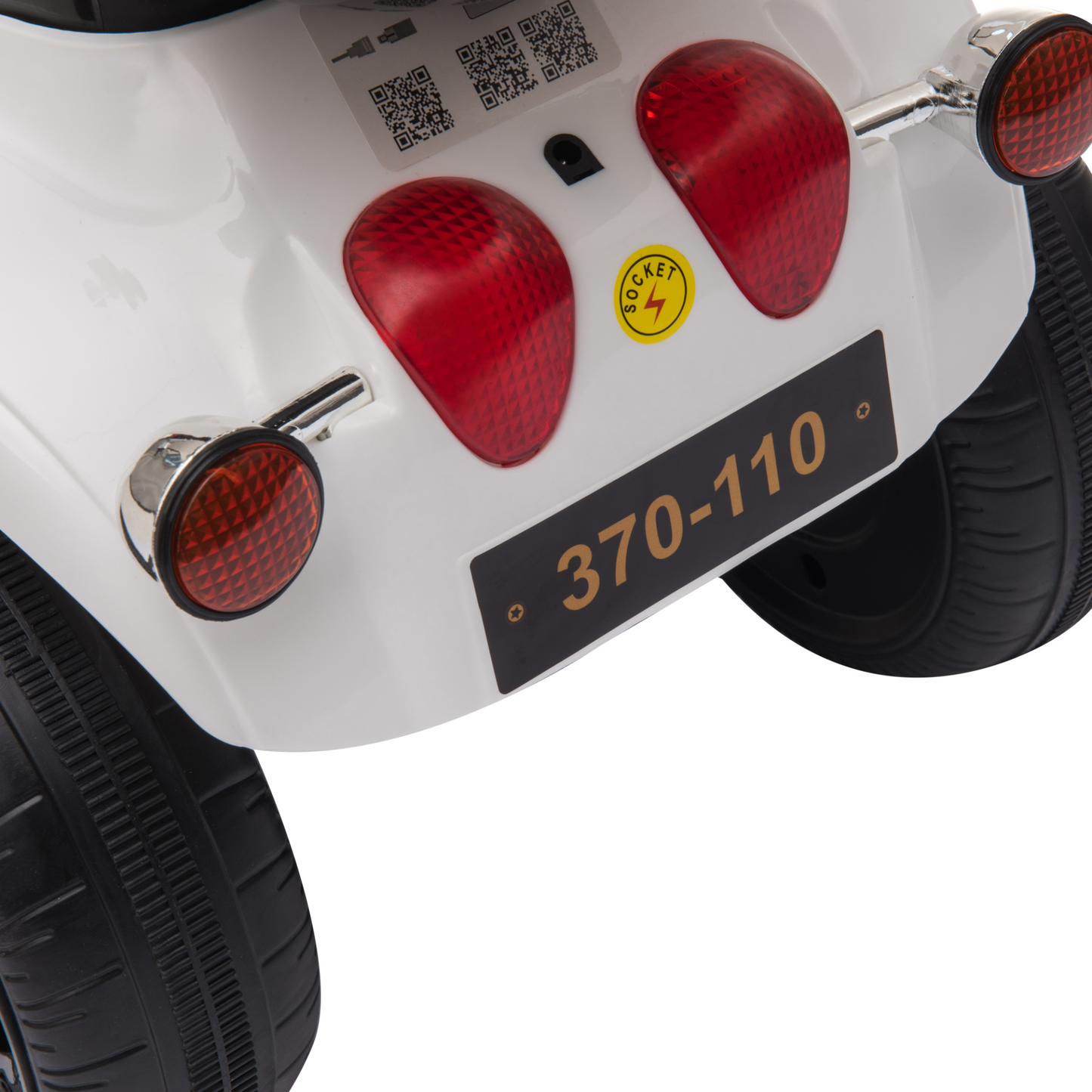 6V Electric Ride On Motorcycle Vehicle w/ Lights Music Horn Storage Box 3 Wheel Outdoor Play Toy for 18 - 36 Months White