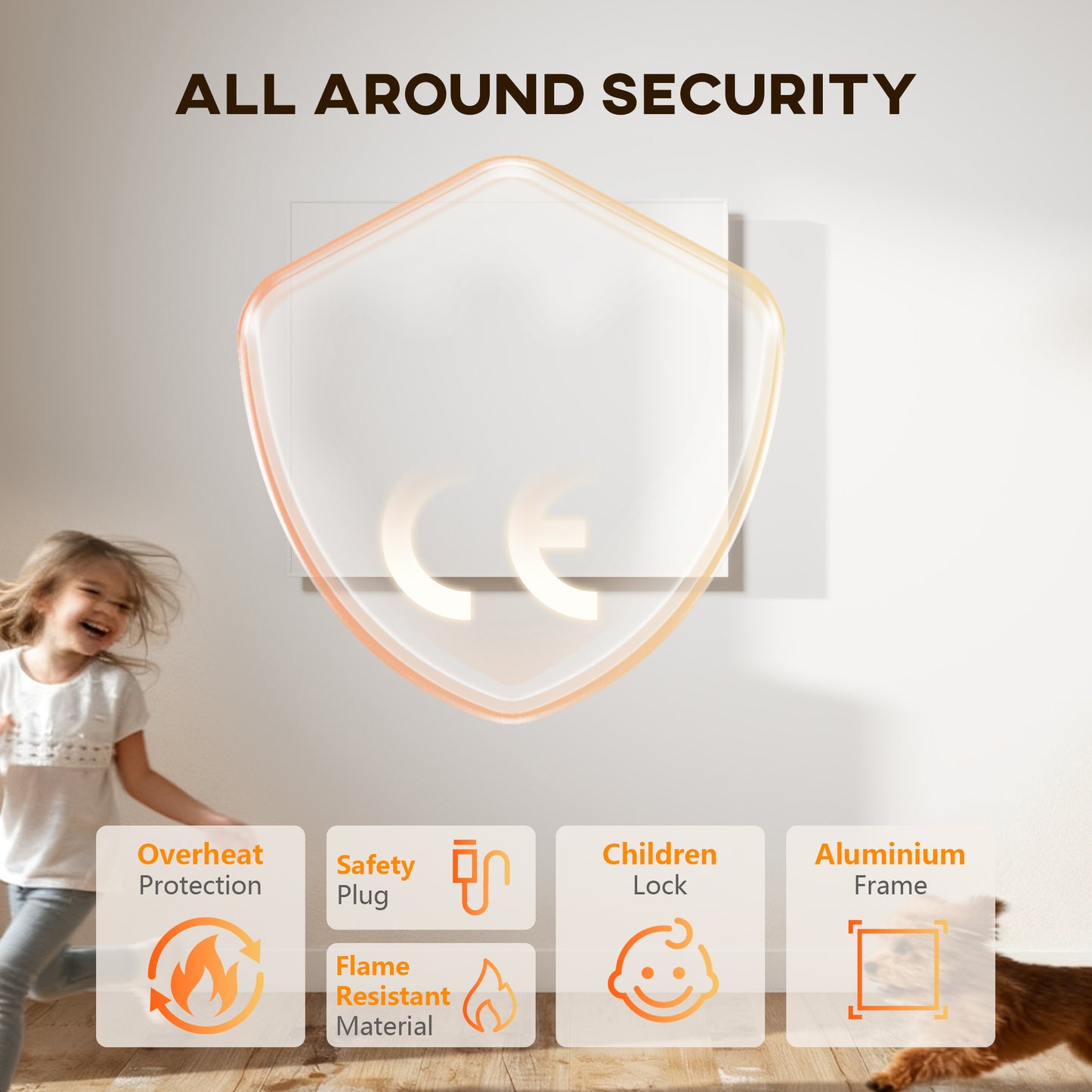 HOMCOM Wifi Smart Electric Heater, Far Infrared, Wall Mounted - 520W