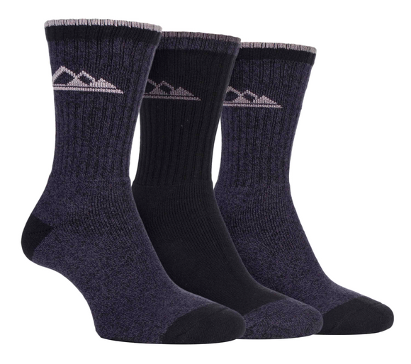 3 Pairs Ladies Lightweight Cotton Hiking Socks
