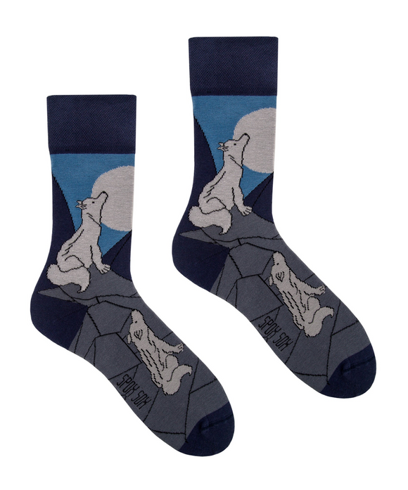 Unisex Mismatched Odd Novelty Socks - Wolves