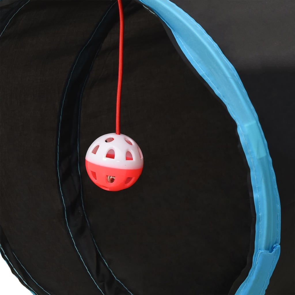 vidaXL Cat Tunnel 4-way Black and Blue 25 cm Polyester