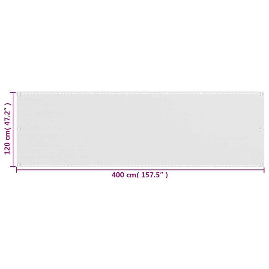 vidaXL Balcony Screen White 120x400 cm HDPE