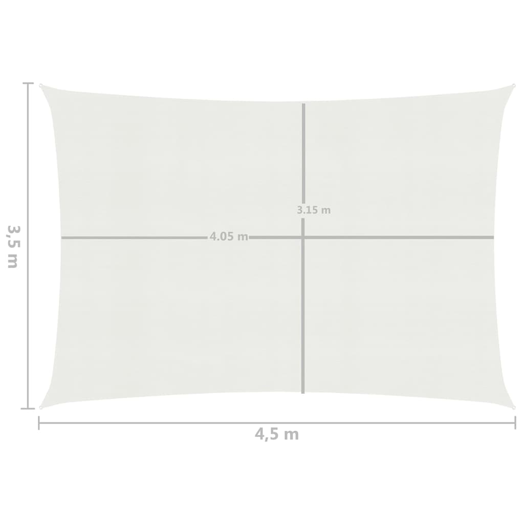 vidaXL Sunshade Sail 160 g/m² White 3.5x4.5 m HDPE