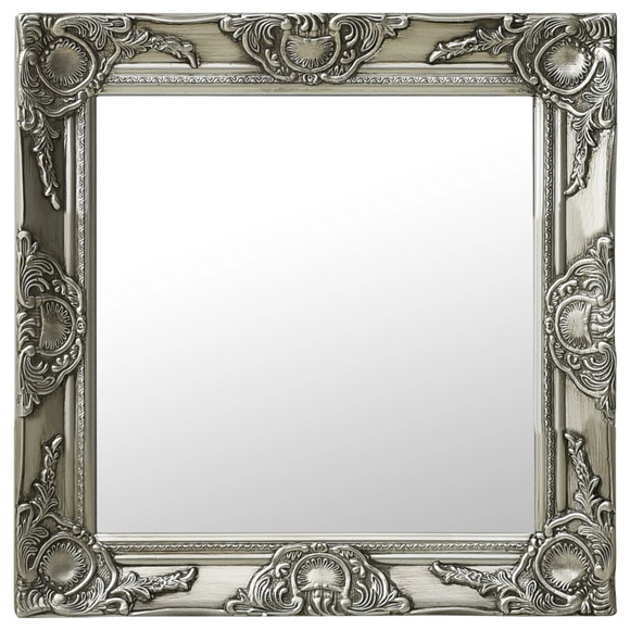 vidaXL Wall Mirror Baroque Style 50x50 cm Silver