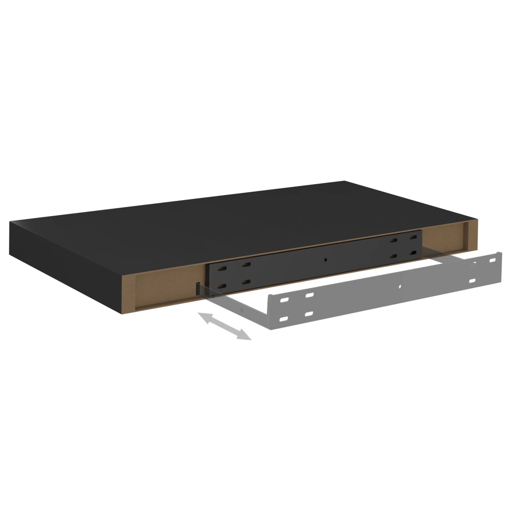 Floating Wall Shelf Black 50x23x3.8 cm MDF