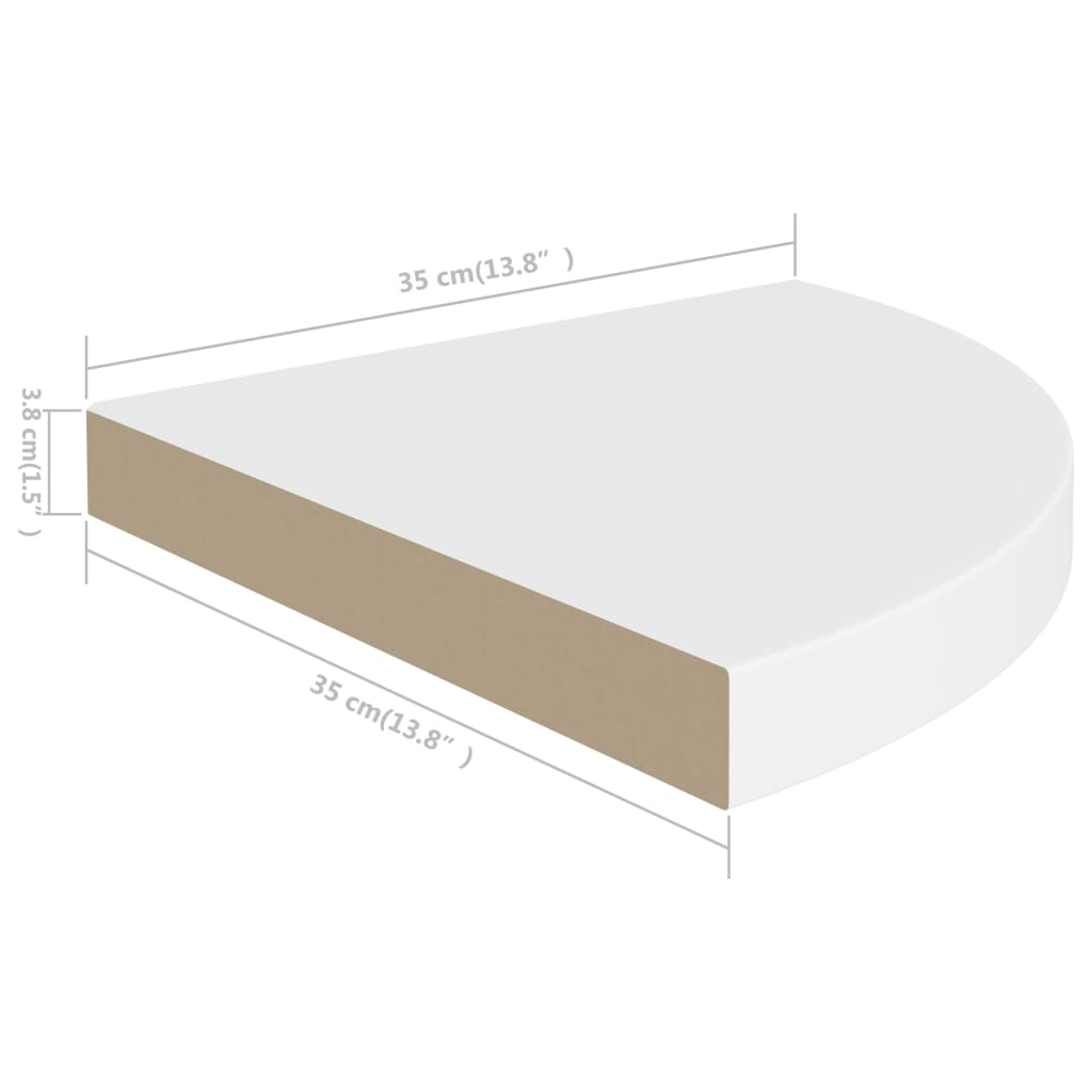 Floating Corner Shelf White 35x35x3.8 cm MDF