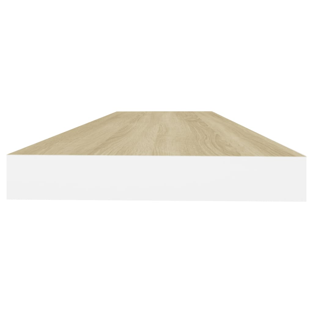 Floating Wall Shelf Oak and White 80x23.5x3.8 cm MDF